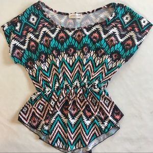 Love Crazy Women's Peplum Cap Sleeve Top- Medium